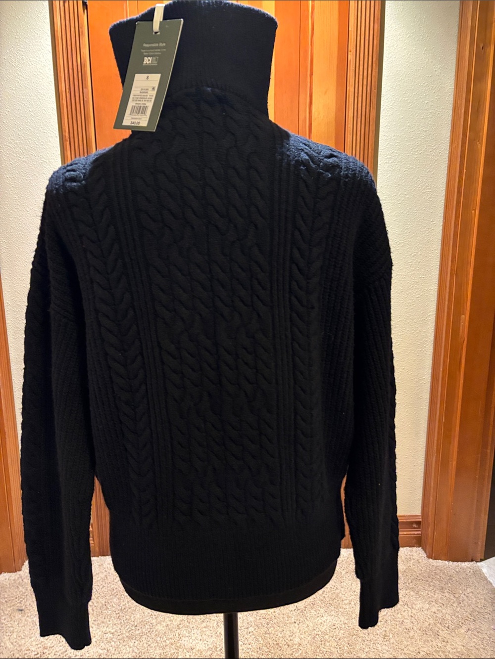 Nili Lotan for Target Black Cable-Knit Half-Zip Turtleneck Sweater, size S - Picture 2 of 7